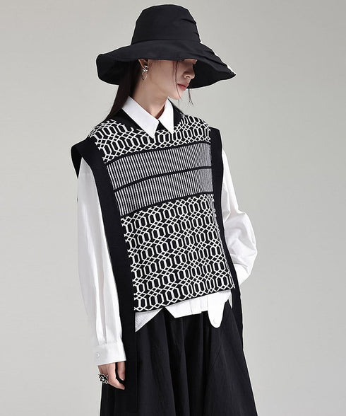 Geometric Jacquard Knit Vest